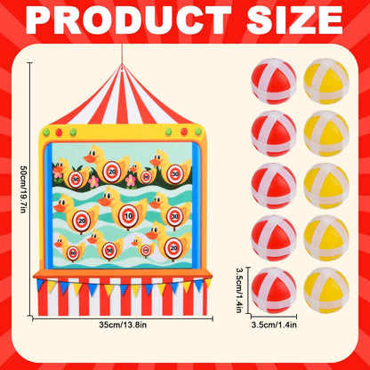Qumenan Carnival Games for Kids - Dart Board with 10 Sticky Balls Felt Carnival Theme Party Decorations for Indoor Outdoor Activities Circus Birthday Party Decoration Supply Set (19.7x13.8 Inches)