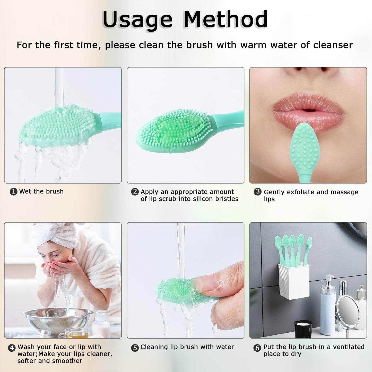 Silicone Facial Cleansing Brush 3 Pack, Beomeen 4 in 1 Handheld Face Scrubber for Deep Gentle Exfoliating, Double-Ended Face Wash Scrub Brush for Face Skincare and Massage (Green)