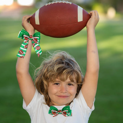 Tigeen 6 Roll Football Wired Edge Ribbon Ball Field Pattern Craft Ribbon Team Sports Burlap Rolls for Wreath Gift Wrapping Bow Sewing DIY Crafts Party Decor, 2 Inch x 30 Yards