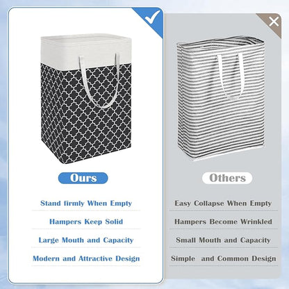 BlissTotes 3-Pack Laundry Basket, Freestanding＆Waterproof Laundry Hamper
