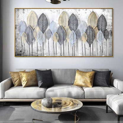 Modern Abstract Canvas Print Black White Leaves Natural Landscape Living Room Bedroom Office Decoration 20”×40" Framed