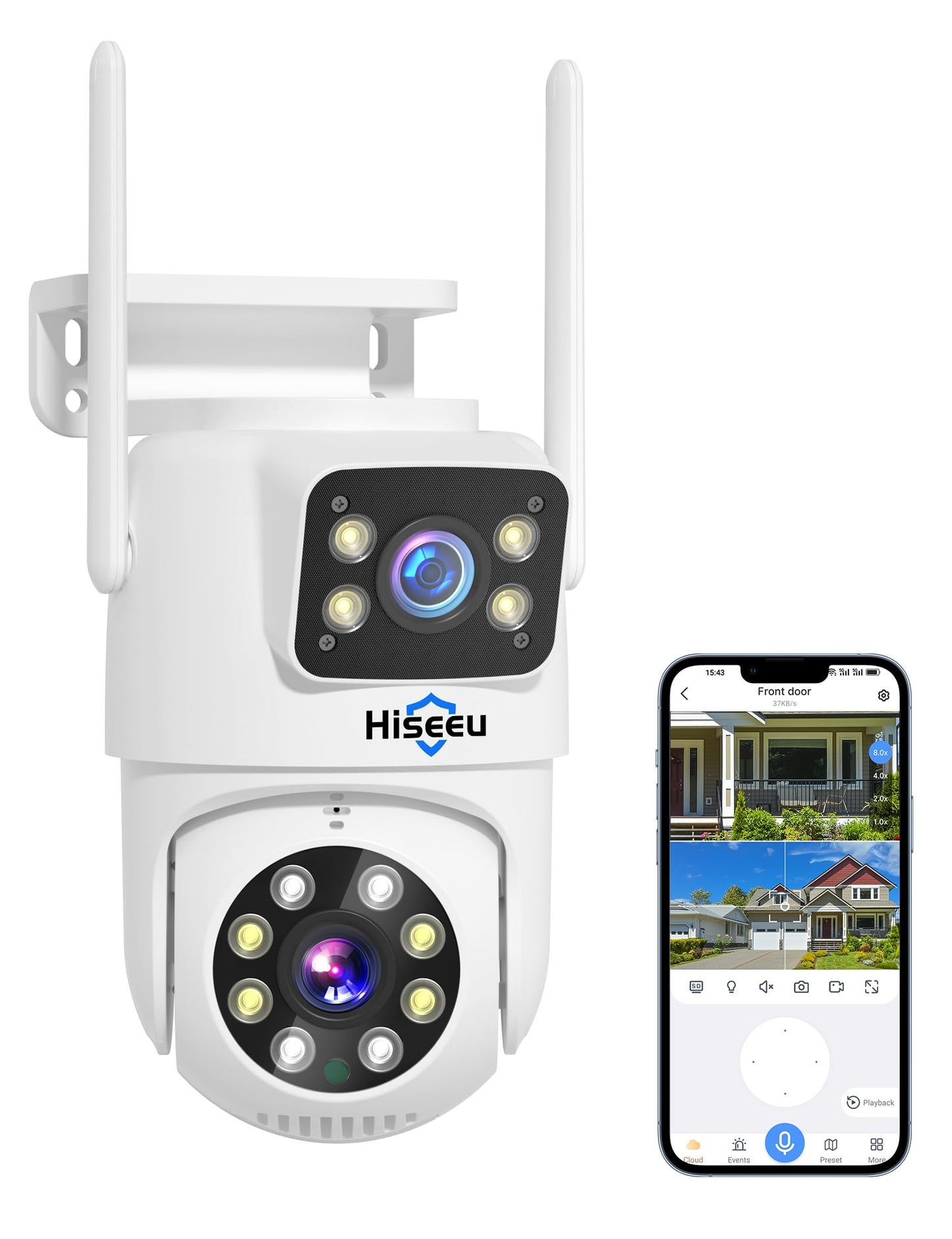 Hiseeu Wireless Security Cameras Outdoor, 5G & 2.4G WiFi Pro, Wireless Home Security Camera System, Dual Lens, 360° Pan & Tilt, Auto Tracking, Color Night Vision, 1TB HDD No Subscription, Need Plug In