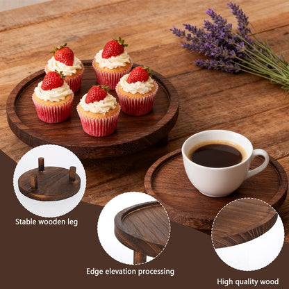 Zoketriton 6 Pcs Wooden Risers Display Stands Rustic Wood Cake Cupcake Stands for Party Round Food Risers Buffet Wooden Holder Rustic Riser for Buffet Display Home Wedding Party Decor