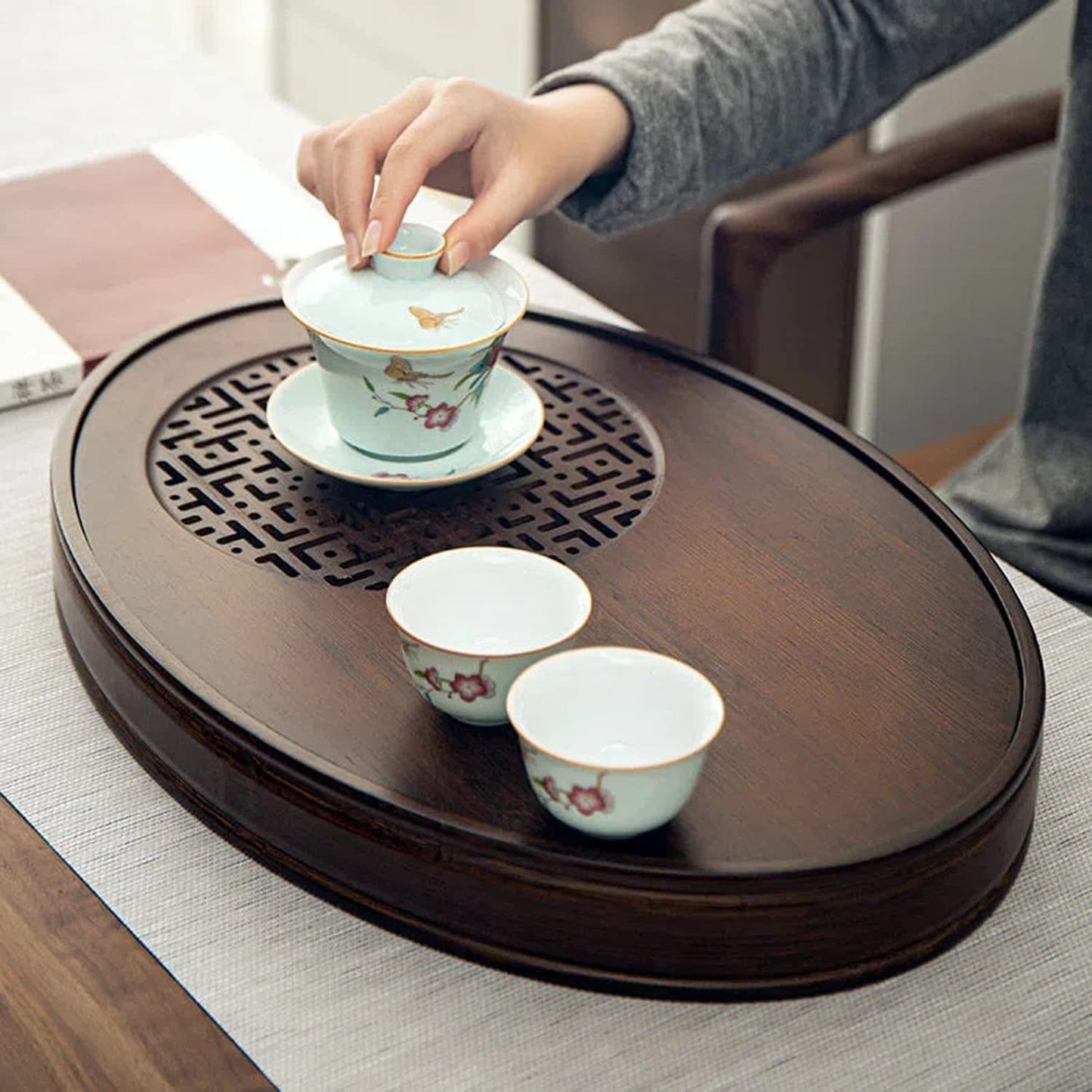 Bamboo Chinese Gongfu Tea Tray With Water Storage - Vintage Tea Set Table (Small)