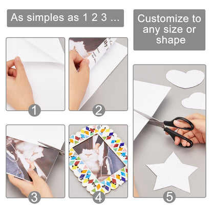 BENECREAT 10 Sheet 12x12inch Double Sided Adhesive Foam Sheets, 1mm Thick White Craft Adhesive Tape Sheet for Scrapbooking Crafting