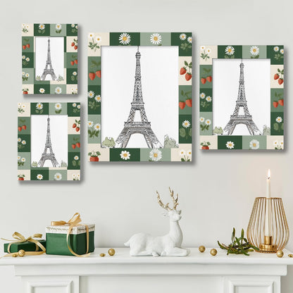 cfpolar 8x10 Picture Frame, Flower Fruit Strawberry Wooden Photo Frame Fits 5x7 with Mat or 8x10 without Mat Photo, Display Photos for Wall or Tabletop Desk Home Gallery Living Room