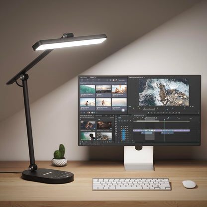 Honeywell Desk Lamp for Home Office, H4 Sunturalux™ Eye-Caring LED Desk Light, 700LM Dimmable Desk Lamp with Timer, Adjustable Desk Reading Light, Touch Auto Dimming Table Lamp for Study, Bedroom
