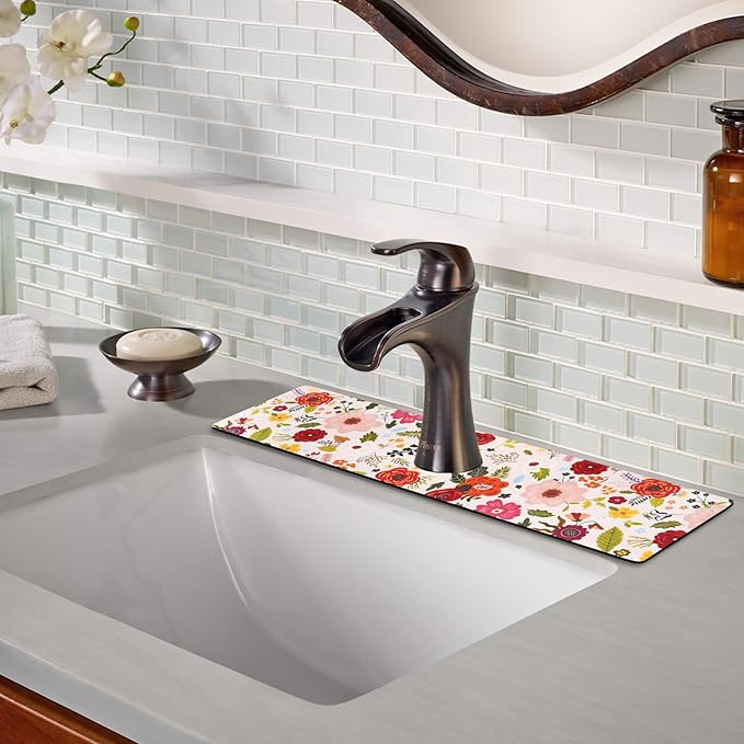 Sink Faucet Absorbing Mat, 2 Pack Drying Mat Around Faucet Sink Splash Guard