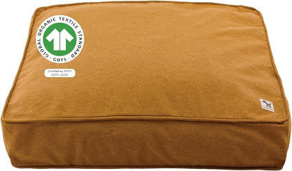 Molly Mutt Fast Car Dog Bed Duvet Cover, GOTS-Certified 100% Cotton Canvas Cover for Dog, Puppy, or Cat Bed, Durable, Washable, and Free of Harmful Chemicals, Small, 22"x27"x5", Mustard Yellow