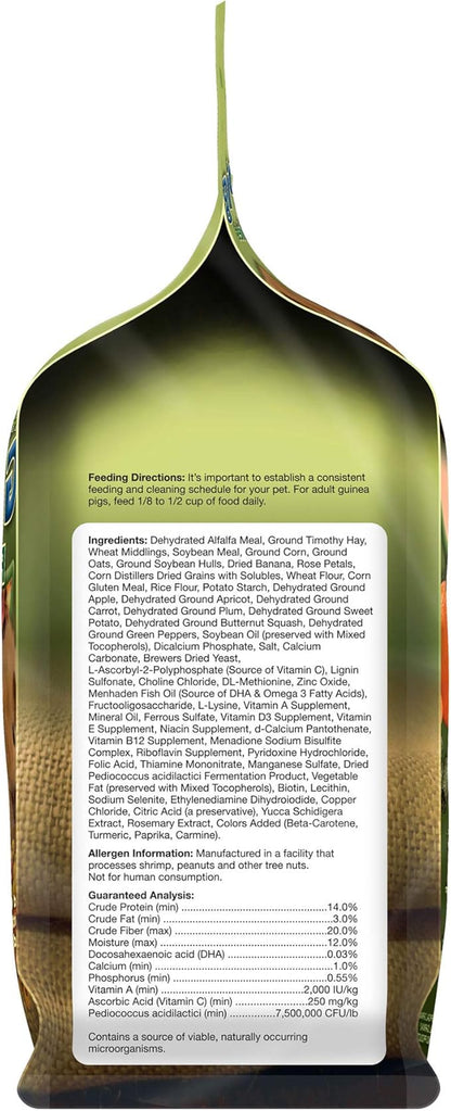 F.M. Brown's Tropical Carnival, Natural Guinea Pig Food, Vitamin-Nutrient Fortified Daily Diet with Vitamin C and High Fiber Alfalfa and Timothy Hay Pellets for Optimum Digestion, 4 lb
