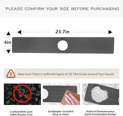 Stone Faucet Mat for Kitchen Sink, Diatomite Fast Drying Absorb Moisture Tray