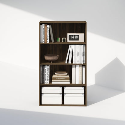 Furinno Simple Book Shelf, 4-Tier Bookshelf, Bookcase with Open Shelf, 9.4 x 23.6 x 41.7, for Living Room, Bedroom, Home Office, Columbia Walnut