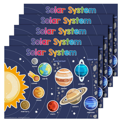 Educational Charts for Preschool to Grade 1 – Bright & Colorful Educational Visual/Learning Aid Wall Art Poster for Classroom Home | Glossy Durable Cardstock | 8.5" x 11" | 5 per Pack (Solar System)