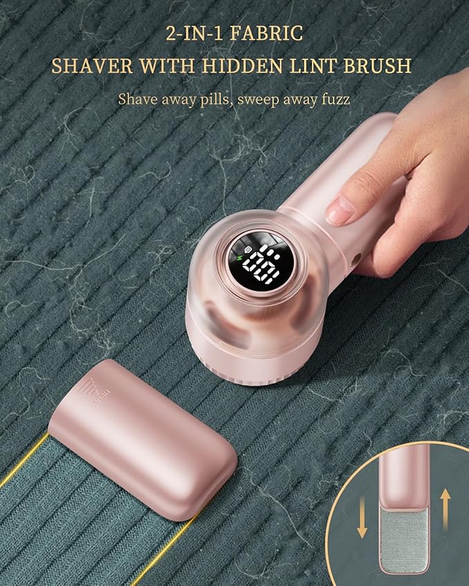 X-Large Fabric Shaver with Lint Brush, Rechargeable Lint Shaver with Digital