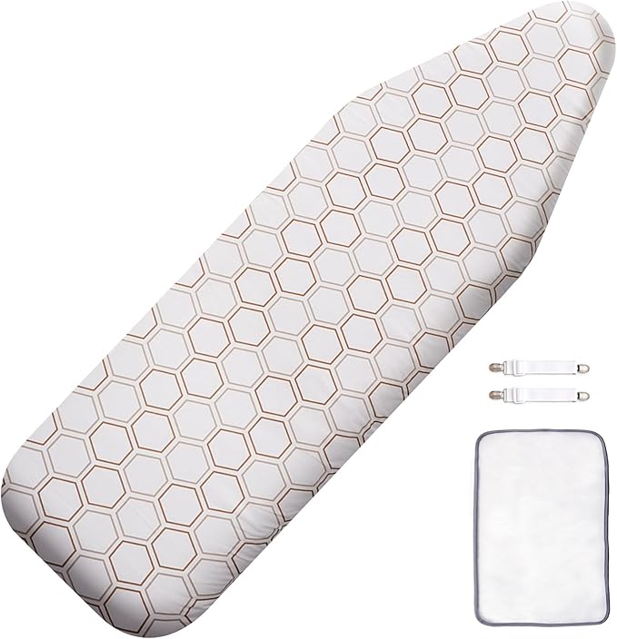 SheeChung Ironing Board Cover and Pad 15"x49", Cotton Cover and Thick Padding