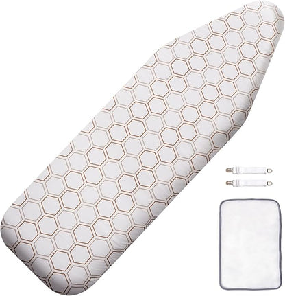 SheeChung Ironing Board Cover and Pad 15"x49", Cotton Cover and Thick Padding