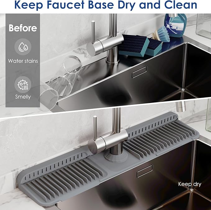 24 Inch Silicone Faucet Mat for Kitchen Sink Splash Guard