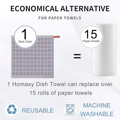 Homaxy 100% Cotton Terry Kitchen Dish Cloths, Ultra Soft and Absorbent Dish