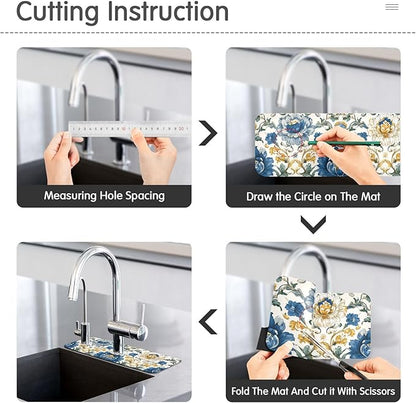 Kitchen Sink Splash Guard 2 PCS 14.7 Inch Sink Faucet Mat Splash Guard