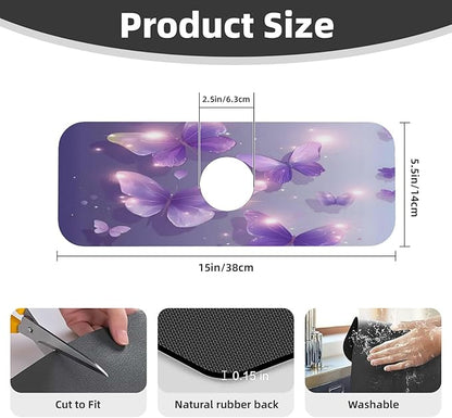 Purple Butterfly Kitchen sink faucet pad, strong water absorption, anti slip