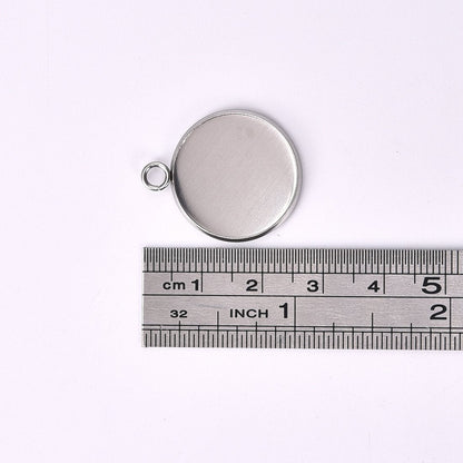 LANBEIDE 30 Pieces Stainless Steel Round Pendant Blank Tray, 30 Pieces Clear Glass Cabochons for Jewelry Making Camo Resin Druzy Cabochons 20x20mm (Total 60 Pcs)