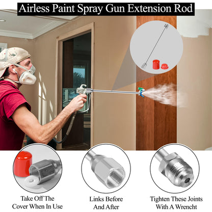 5 Pack Airless Paint Sprayer Tip Extension Pole Multi-Sizes Extension Rod,Airless Painting Spray Gun Tip Extension Pole Rod with Red Guard (7.8in+11.81in+19.09in+29.13in+38.77in)
