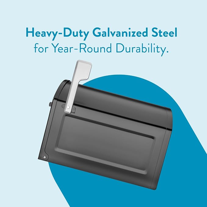 Architectural Mailboxes 950020B-10 Centennial Postmount Mailbox, XL, Black | Galvanized steel build for outside with rust-resistant powder-coat finish and a magnetic door closure. USPS approved.