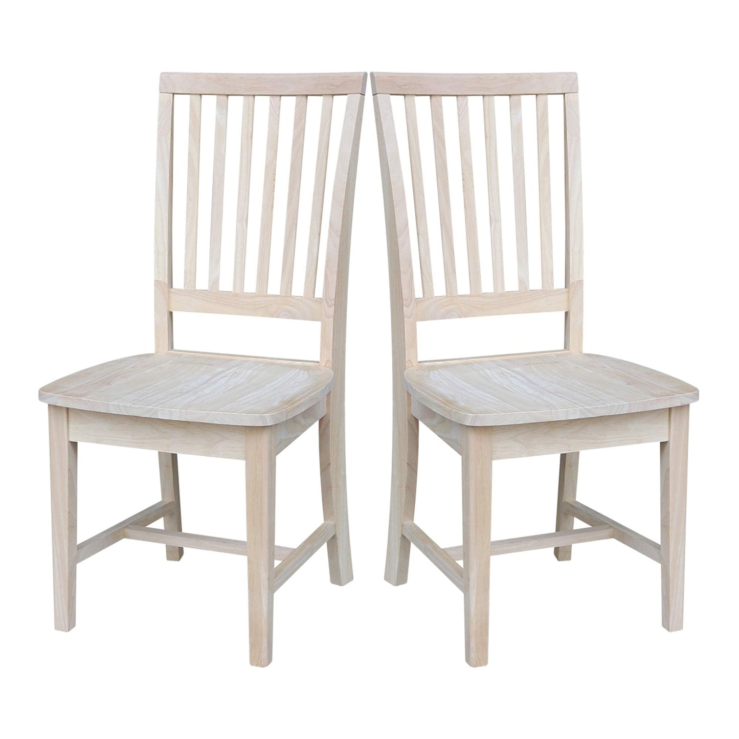 International Concepts Mission Side Chairs, Armless, Solid Parawood, Unfinished (Set of 2)