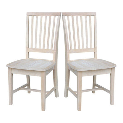 International Concepts Mission Side Chairs, Armless, Solid Parawood, Unfinished (Set of 2)