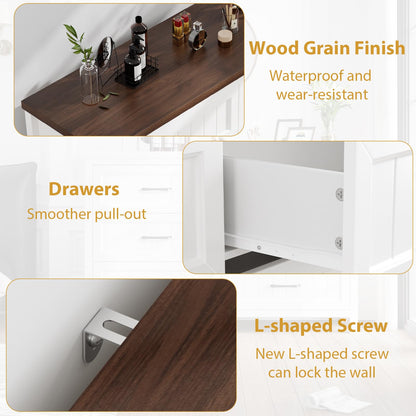 Jocoevol 5 Drawer Dresser for Bedroom - Farmhouse 44.9" Tall Chest of Dresser with Large Storage, Rubst Wood Construction for Living Room, Hallway & Entryway - White (White & Brown)