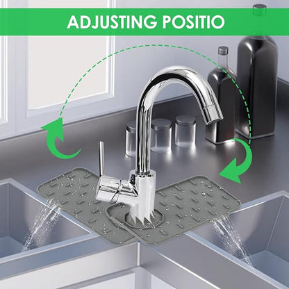 Silicone Sink Faucet Splash Guard Mat, Soap Dish Pad, Drip Catch Sponge Holder