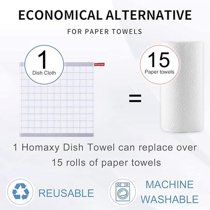 Homaxy 100% Cotton Terry Kitchen Dish Cloths, Ultra Soft and Absorbent Dish