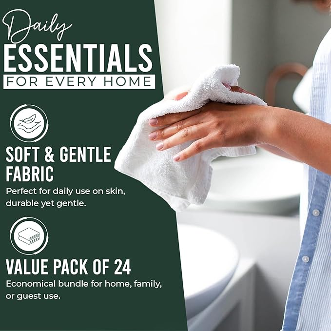 DAN RIVER 24 Pack Wash Cloths for Showering