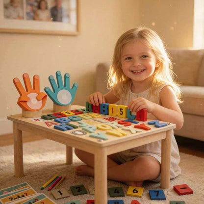 voopark Montessori Wooden Number & Alphabet Puzzle Set, 3-in-1 ABC Letters Shapes Counting Blocks, Preschool Learning Educational Toys for 3-5 Year Old Boys Girls