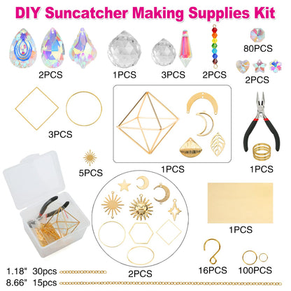 HYBEADS DIY Suncatchers, 400 pcs Sun Catchers Making Supplies Kit Art and Crafts for Adults Prism Hanging Decorative Suncatcher with Crystals Rainbow Maker for Indoor Windows Office Home Decor