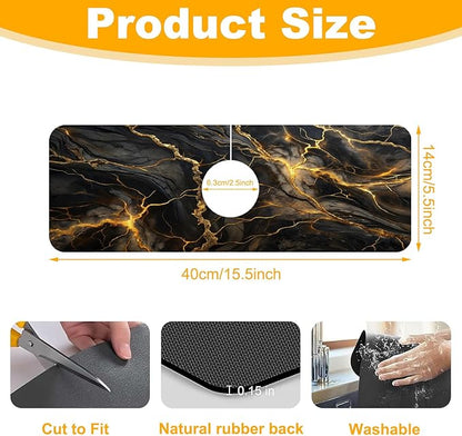 2 Pack Marble Texture Sink Splash Guard Faucet Mat Liquid Gold Marble Texture