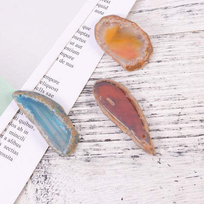 20pcs Natural Agate Slices Colorful Geode Agate Cards Drilled Agate Quartz Slices Irregular Shapes Natural Agate Agate Light Table Slices with Hole DIY Accessory (20PCS)