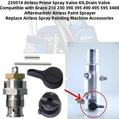 235014 Airless Prime Spray Valve Kit,Drain Valve Compatible with Graco 210 230 390 395 490 495 595 3400 Aftermarketr Airless Paint Sprayer,Replace Airless Spray Painting Machine Accessories 3 Pack