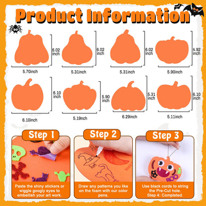 Max Fun 332PCS Halloween Crafts for Kids, Halloween Activities Foam Pumpkins for Crafts Stickers Gift Kits, DIY Art and Craft Set for Holiday Classroom Decorations Party Favors Supplies