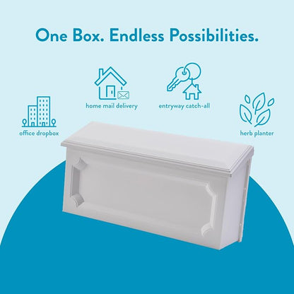 Architectural Mailboxes Windsor Plastic Wall Mount Mailbox, White, Small | Durable rust-resistant build with weather-resistant outdoor construction.