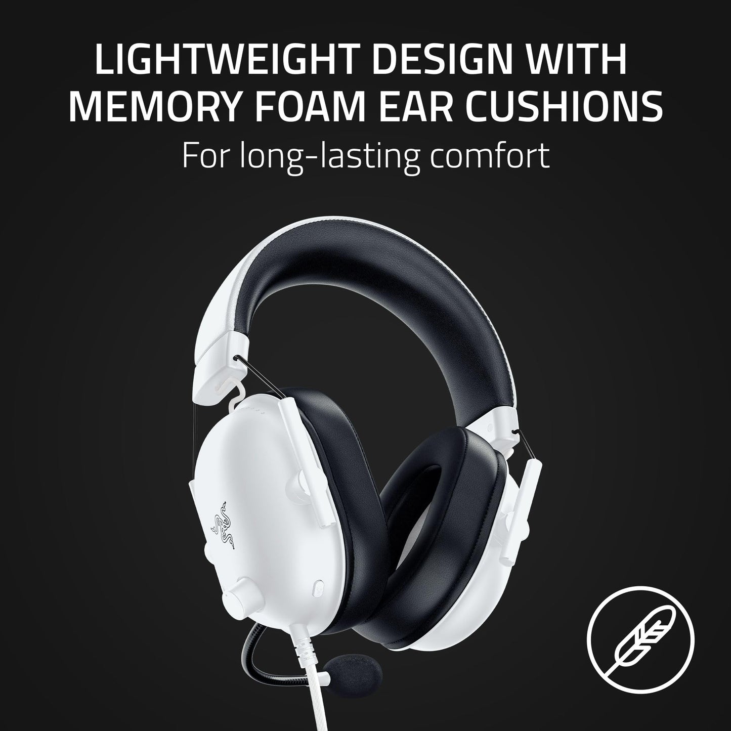 Razer BlackShark V2 X Gaming Headset: Special Edition - 50mm Drivers - Cardioid Mic - Comfortable Noise Isolating Earcups - for PC, Mac, PS5, Xbox One, Nintendo Switch via 3.5mm Audio Jack - White