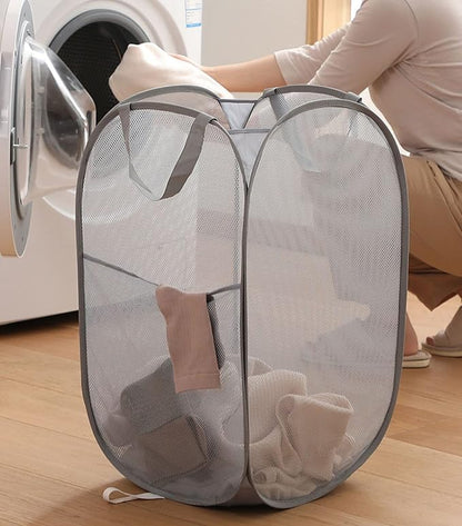 2 Pack Mesh Laundry Basket, Foldable Popup Laundry Hamper
