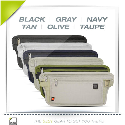 Lewis N. Clark Women's RFID Blocking Money Belt Travel Pouch + Credit Card, ID, Passport Holder for Women & Men, Taupe, One Size