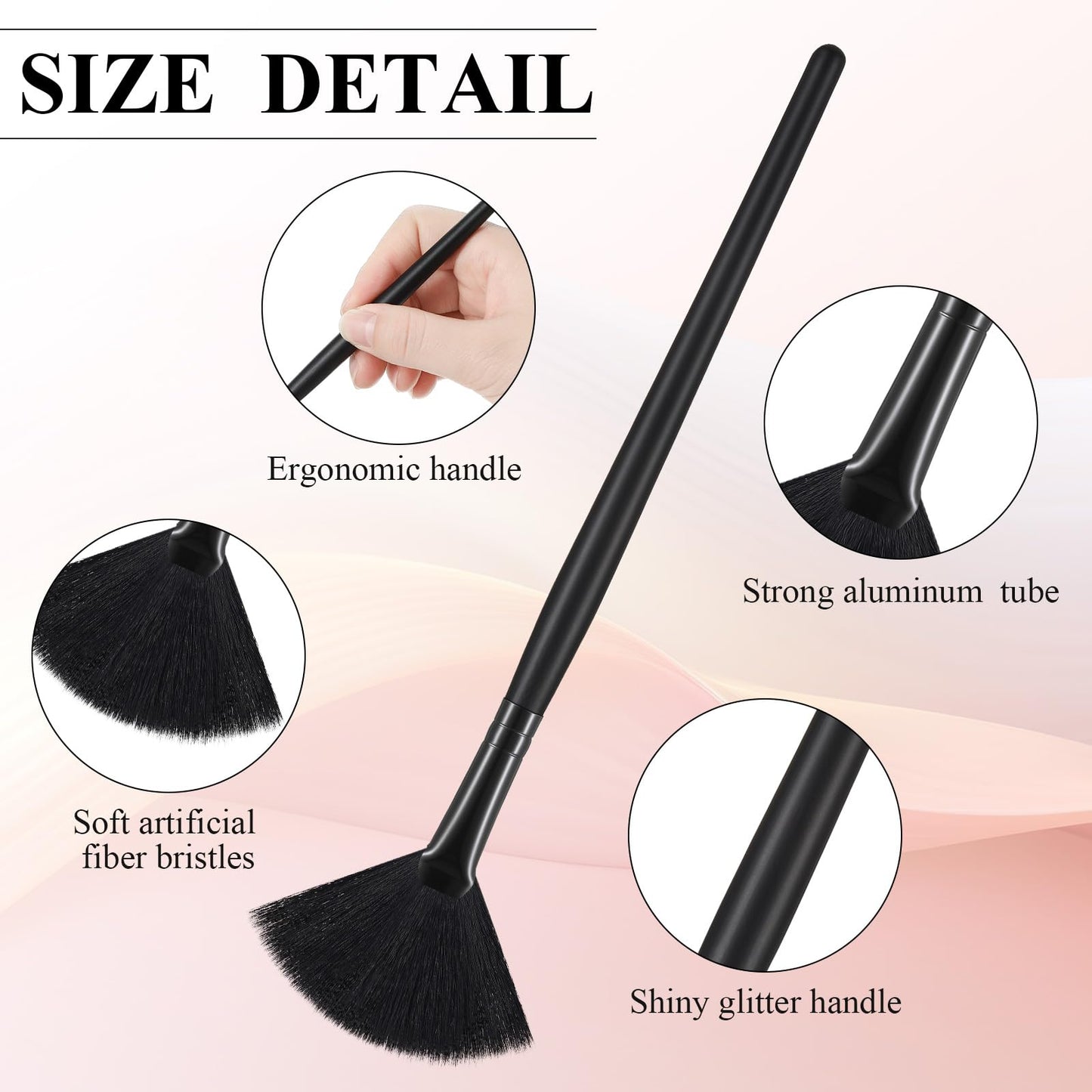 9 Pieces Facial Fan Mask Brushes, Soft Facial Applicator Brushes Tools for Peel Glycolic Makeup for Mud Cream(Champagne)