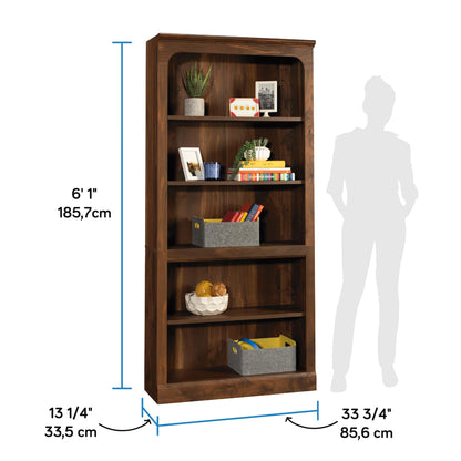 Sauder Select 5-Shelf Bookcase, in a Grand Walnut Finish