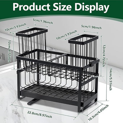 Sponge Holder for Kitchen Sink Organizer Caddy, 2 Tier Dish Brush Scrubber
