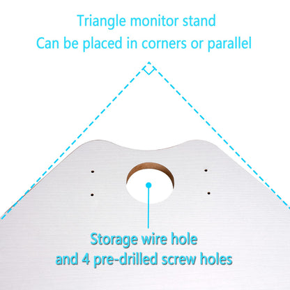 Triangle Wood Monitor Stand Riser - White Multi-Purpose Desktop Storage for Computer, Laptop, Printer