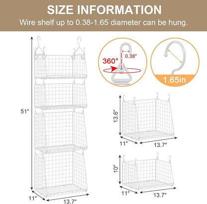 4-Tier Hanging Laundry Room Organizer: Foldable Wire Shelf Basket