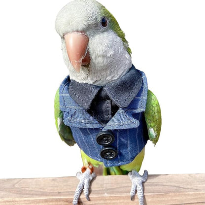 Bird Clothes Birds Flight Suit,Tuxedo Business Suit for Parrots African Greys Parakeet Cockatiel Sun Conure Christmas Party Birthday Cosplay Photo Prop Small Animals Apparel (4XL,Denim Suit)