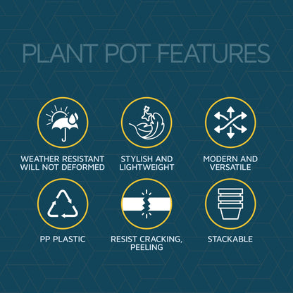 Blue 6-Inch Plant Pots with Drainage & Saucers 12 Pack, Indoor & Outdoor Planters for Houseplants, Herbs, and Flowers, Durable & Weatherproof Material, Stackable, Lightweight, Minimalist Design